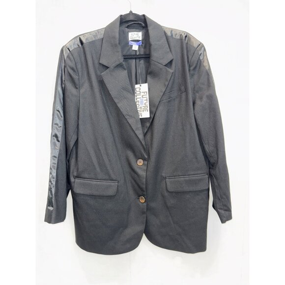 Future Collective NWT Women's Black Single Breasted Two Button Blazer Jacket KG - Picture 1 of 5